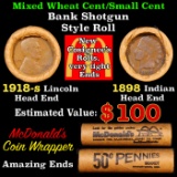 Mixed small cents 1c orig shotgun Brandt McDonalds roll, 1918-s Wheat Cent, 1898 Indian Cent other