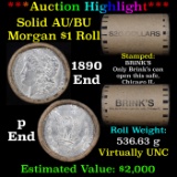 ***Auction Highlight*** AU/BU Slider Brinks Shotgun Morgan $1 Roll 1890 & P Ends Virtually UNC (fc)