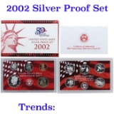 2002 United States Silver Proof Set - 10 pc set, about 1 1/2 ounces of pure silver