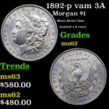 1892-p Morgan Dollar vam 3A I3 R5 $1 Grades Select Unc