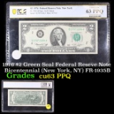 PCGS 1976 $2 Green Seal Federal Reseve Note Bicentennial (New York, NY) FR-1935B Graded cu63 PPQ By