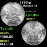 1886-p Morgan Dollar $1 Grades Choice+ Unc