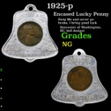 1925-p Encased Lucky Penny 1c Grades NG