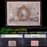PCGS 1863 US Fractional Currency 25c Second Issue fr-1286 Washington In Oval W/ Surcharge '18-63' 'S