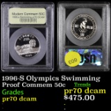 Proof 1996-S Olympics Swimming Modern Commem Half Dollar 50c Graded GEM++ Proof Deep Cameo By USCG