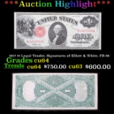 ***Auction Highlight*** 1917 $1 Legal Tender, Signatures of Elliott & White, FR-38 Grades Choice CU