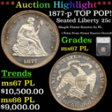 1877-p Seated Liberty Quarter TOP POP! 25c Graded ms67 PL BY SEGS