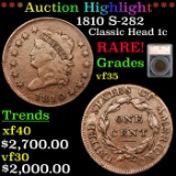 ***Auction Highlight*** 1810 Classic Head Large Cent S-282 1c Graded vf35 By SEGS (fc)