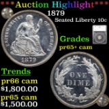 Proof ***Auction Highlight*** 1879 Seated Liberty Dime 10c Graded pr65+ cam By SEGS (fc)