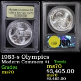 1983-s Olympics Modern Commem Dollar $1 Graded ms70, Perfection By USCG