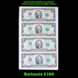 UNCUT MINT SHEET of 4x 2003 $2 Federal Reserve Notes All GEM Or Better