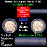 Buffalo Nickel Shotgun Roll in old Bell Telephone Bank Wrapper 1929 & d Mint Ends