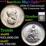 ***Auction Highlight*** 1936-d Cincinnati Old Commem Half Dollar 50c Graded ms67+ By SEGS (fc)