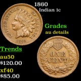 1860 Indian Cent 1c Grades AU Details