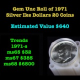 1971 Unc Roll of Silver Ike Eisenhower $1 20 coins