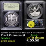 Proof 2013-P 5-Star Generals Marshall & Eisenhower Modern Commem Dollar $1 Graded GEM++ Proof Deep C