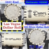 ***Auction Highlight*** Full Morgan/Peace Casino Las Vegas Dunes silver $1 roll $20, 1927 & CC end (