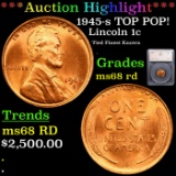 ***Auction Highlight*** 1945-s Lincoln Cent TOP POP! 1c Graded ms68 rd By SEGS (fc)