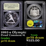 Proof 1992-s Olympic Modern Commem Dollar $1 Graded GEM++ Proof Deep Cameo By USCG