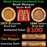 Mixed small cents 1c orig shotgun Bandt McDonalds roll, 1917-d Wheat Cent, 1896 Indian Cent other en