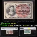 1870's US Fractional Currency 10¢ Fourth Issue Fr-1261 38 MM Seal Graded au55 By PMG