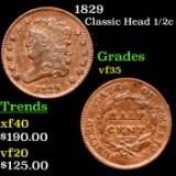 1829 Classic Head half cent 1/2c Grades vf++