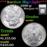 ***Auction Highlight*** 1886-p Morgan Dollar $1 Graded ms66+ By SEGS (fc)