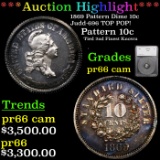 Proof ***Auction Highlight*** HIGHLIGHT OF THE NIGHT 1869 Pattern Dime 10c Judd-696 TOP POP! Graded