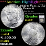 ***Auction Highlight*** 1927-s Peace Dollar Vam 1J R5 $1 Graded ms63+ By SEGS (fc)