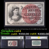 1870's US Fractional Currency 10¢ Fourth Issue Fr-1259 40MM Seal Blue Right End Graded cu64 By PMG