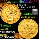 ***Auction Highlight*** 1854-o Gold Liberty Quarter Eagle $2 1/2 Graded ms63 details By SEGS (fc)