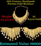 Stunning Hand Made 18th Century Persian 22 k gold necklace