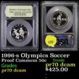 Proof 1996-s Olympics Soccer Modern Commem Half Dollar 50c Graded GEM++ Proof Deep Cameo By USCG