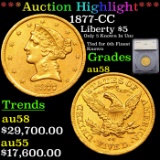 ***Auction Highlight*** 1877-CC Gold Liberty Half Eagle $5 Graded au58 By SEGS (fc)