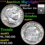 ***Auction Highlight*** 1910-d Barber Dime 10c Graded ms64+ By SEGS (fc)