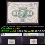 PCGS 1862 US Fractional Currency 10c First Issue fr-1243 Washington Graded au50 By PCGS