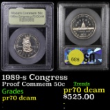 Proof 1989-s Congress Modern Commem Half Dollar 50c Graded GEM++ Proof Deep Cameo By USCG