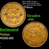 Rare 1800’s myers hotel 36th street & 6th Ave 2 ½ cents Trade Token Grades vf++