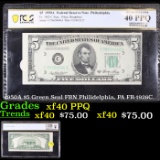 PCGS 1950A $5 Green Seal FRN Philidelphia, PA FR-1926C Graded xf40 PPQ By PCGS