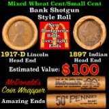 Mixed small cents 1c orig shotgun Bandt McDonalds roll, 1917-d Wheat Cent, 1897 Indian Cent other en