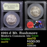 1991-d Mt. Rushmore Modern Commem Half Dollar 50c Graded ms70, Perfection by USCG
