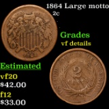 1864 small motto Two Cent Piece 2c Grades vf details