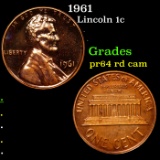 Proof 1961 Lincoln Cent 1c Grades Choice Proof Red Cameo