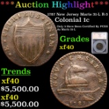 ***Auction Highlight*** 1787 New Jersey Colonial Cent Maris 31-L R-3 1c Graded xf40 By SEGS (fc)