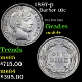 1897-p Barber Dime 10c Grades Choice+ Unc