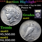***Auction Highlight*** 1934-s Peace Dollar Vam 3 Top 50 DDO $1 Graded Select Unc By USCG (fc)