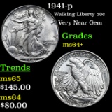 1941-p Walking Liberty Half Dollar 50c Grades Choice+ Unc