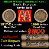 Mixed small cents 1c orig shotgun Brandt McDonalds roll, 1917-d Wheat Cent, 1898 Indian Cent other