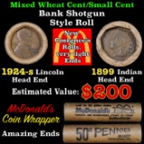 Mixed small cents 1c orig shotgun Brandt McDonalds roll, 1924-s Wheat Cent, 1899 Indian Cent other