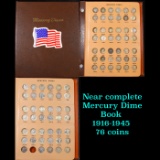 ***Auction Highlight*** Near complete Mercury Dime Book 1916-1945 76 coins (fc)